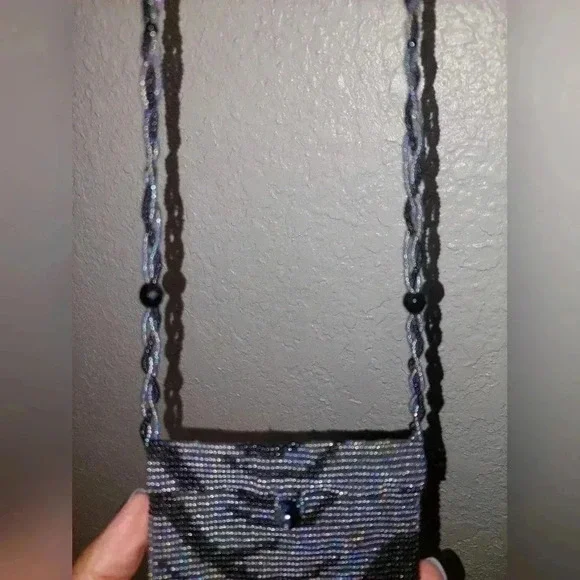 Vintage Zebra Print Full Beaded Evening Crossbody Fringe Small Bag - Picture 2 of 9